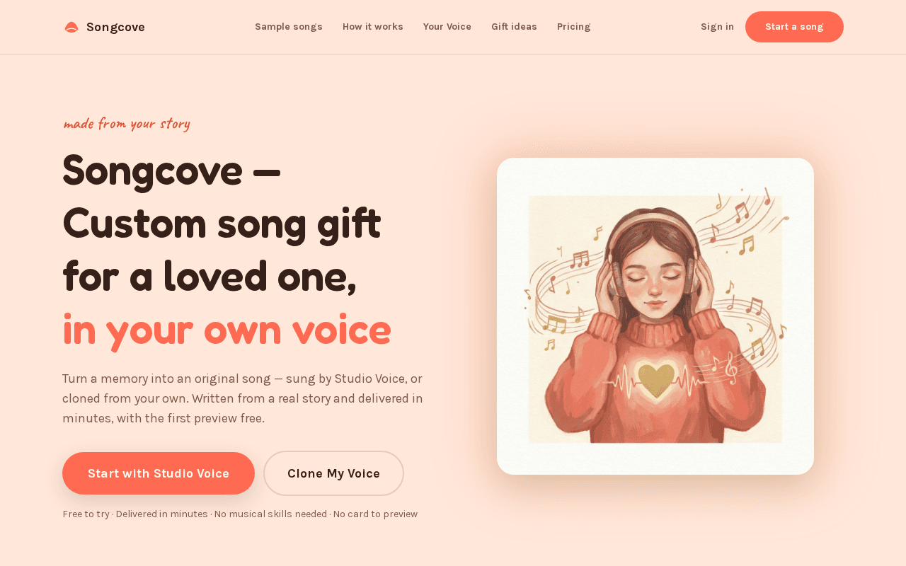 Screenshot of songcove.ai