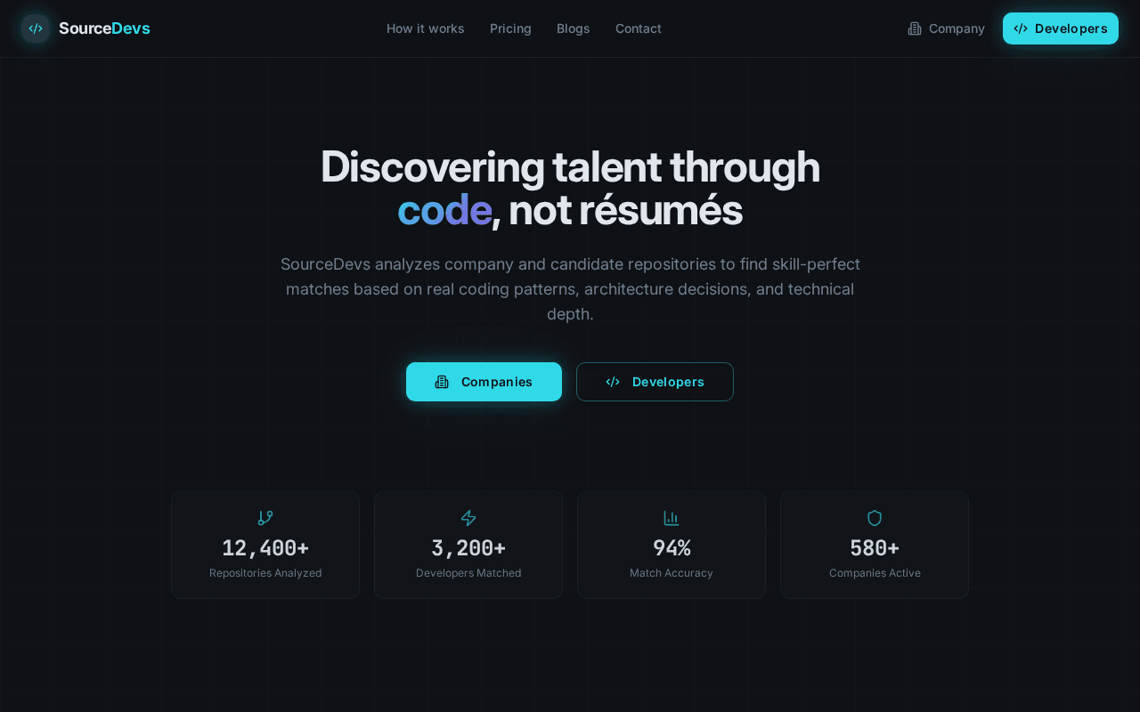 Screenshot of sourcedevs.ai