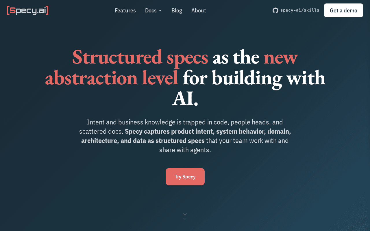 Screenshot of specy.ai