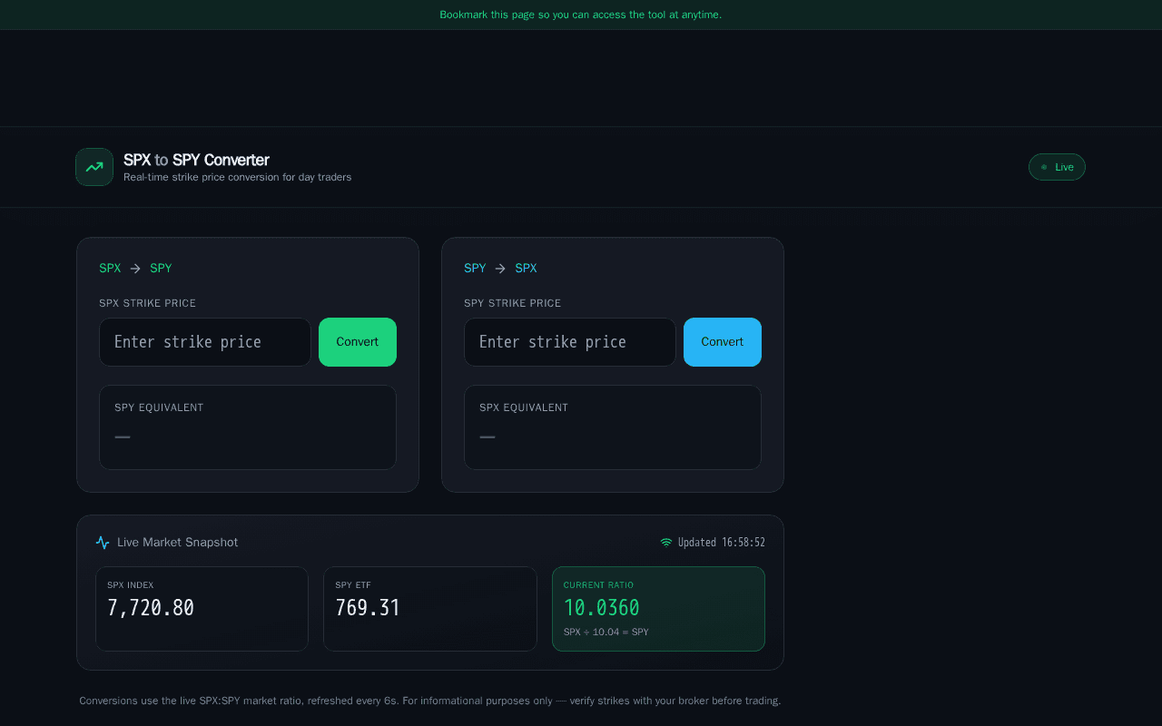 Screenshot of spxtospy.ai