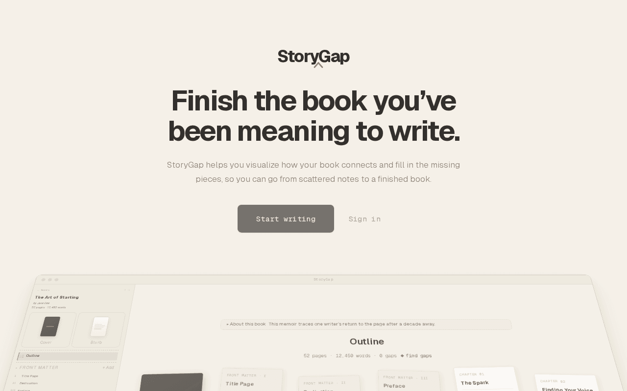 Screenshot of storygap.ai