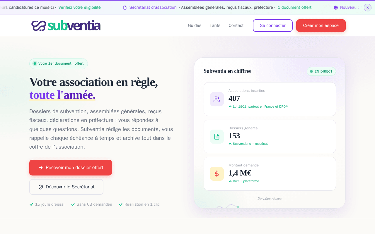 Screenshot of subventia.ai