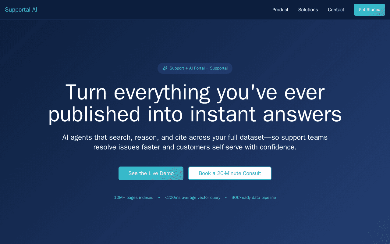 Screenshot of supportal.ai