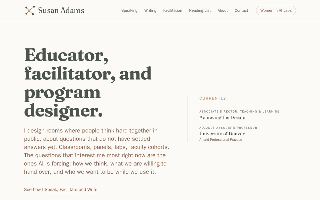 Screenshot of susanadams.ai