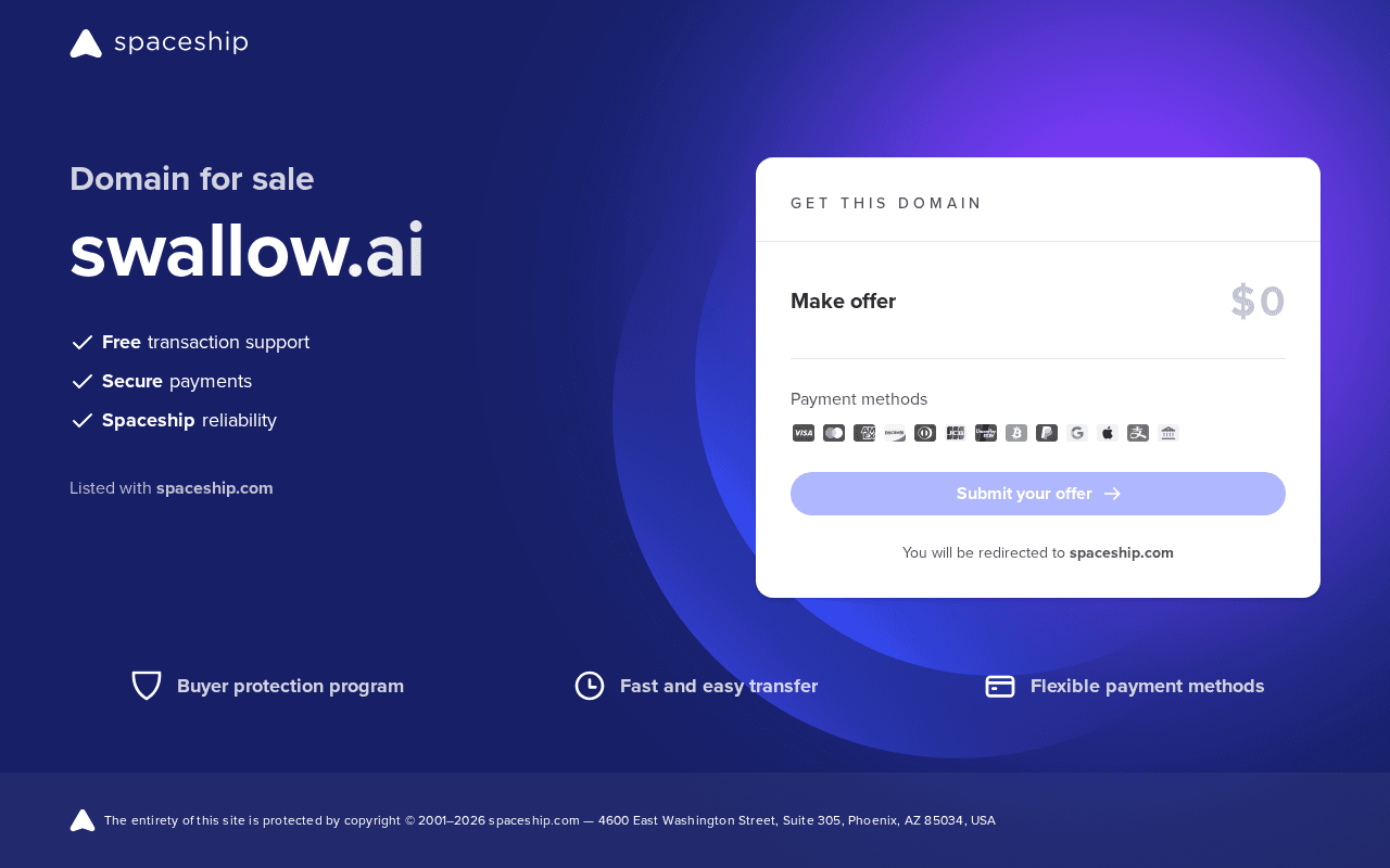 Screenshot of swallow.ai