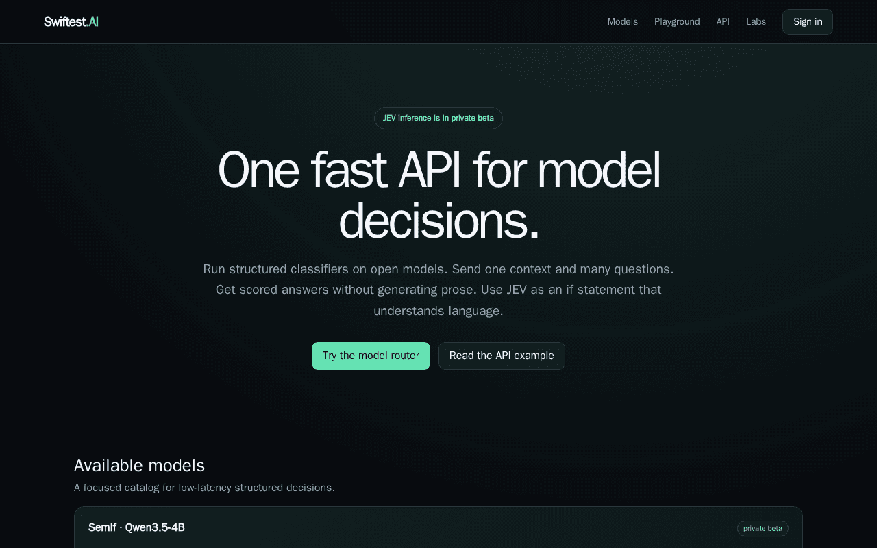 Screenshot of swiftest.ai