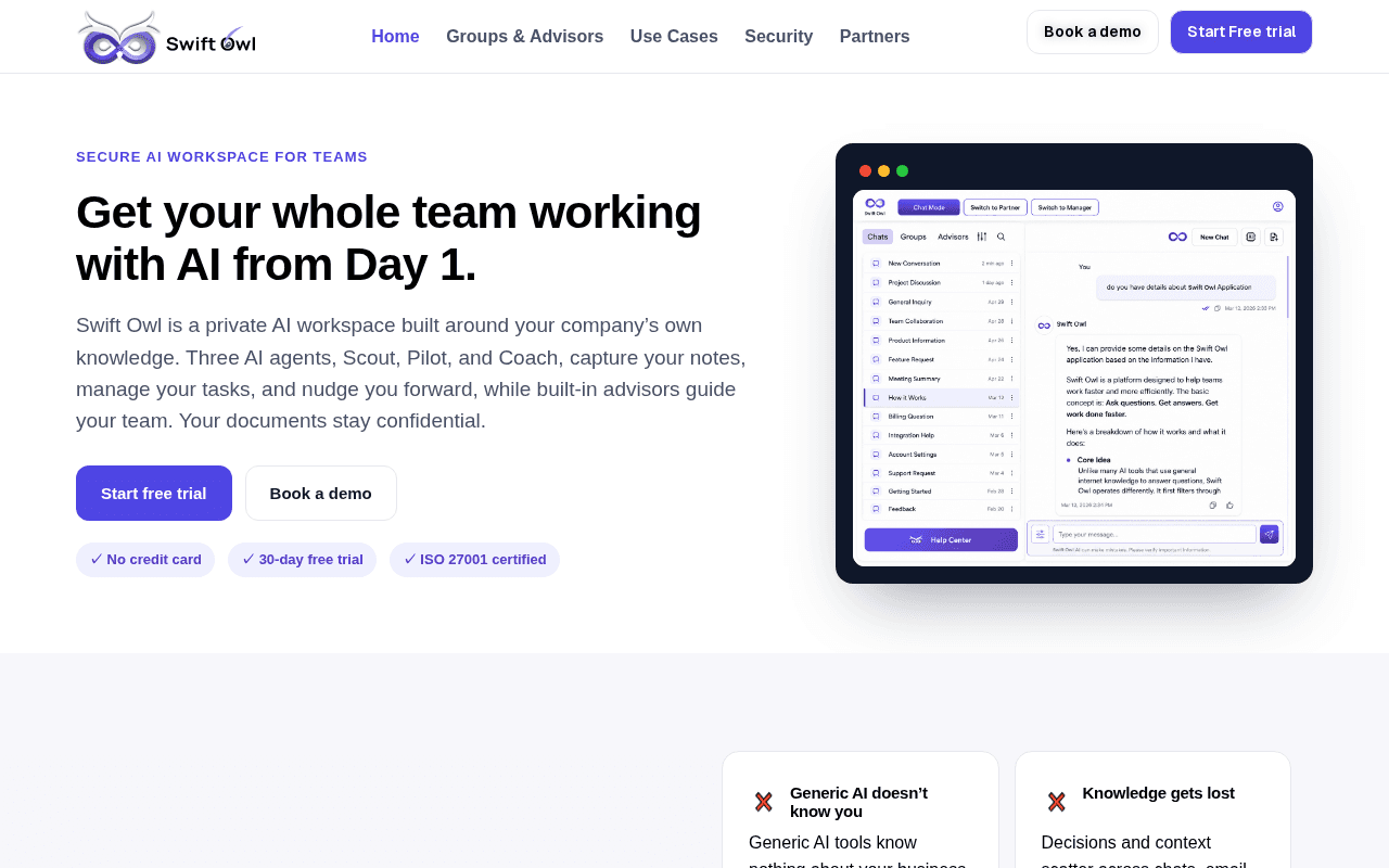 Screenshot of swiftowl.ai