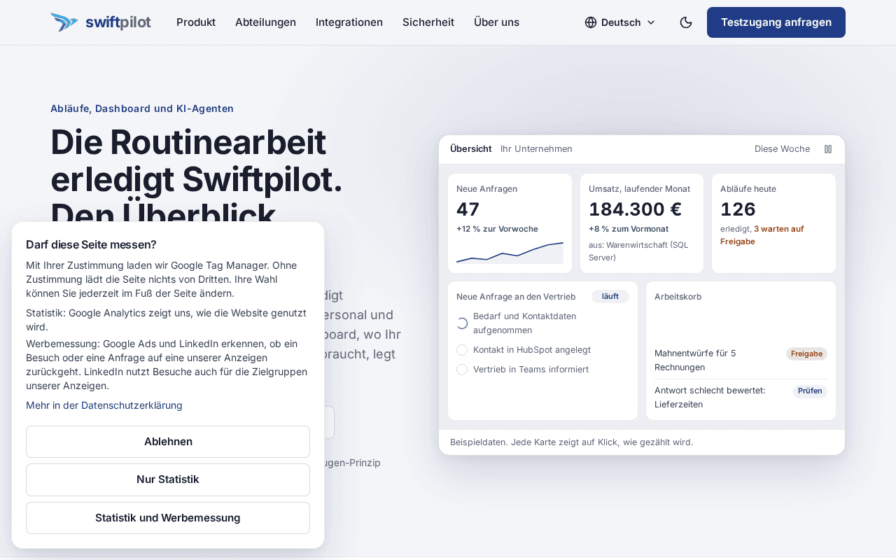 Screenshot of swiftpilot.ai