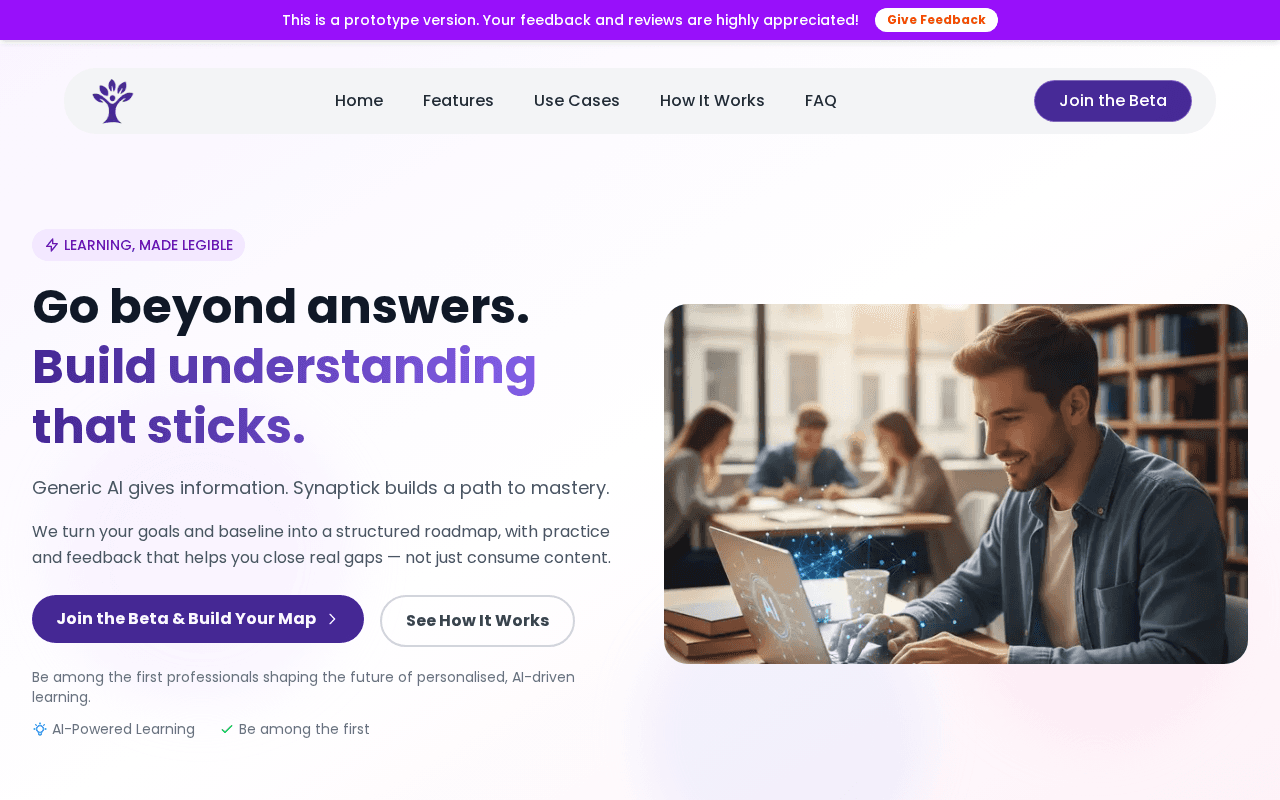 Screenshot of synaptick.ai