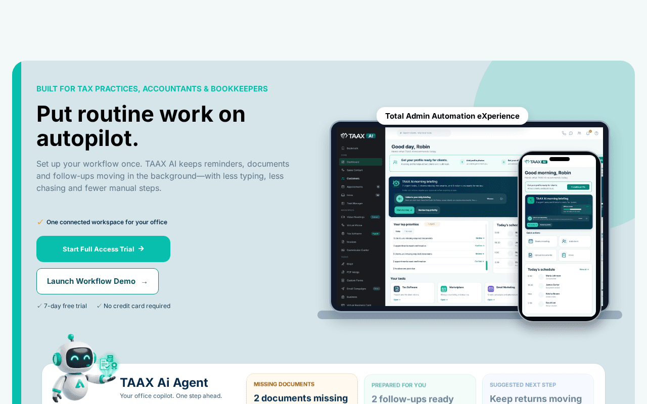 Screenshot of taax.ai