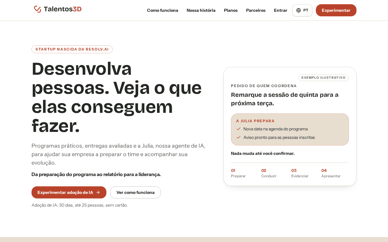 Screenshot of talentos3d.ai