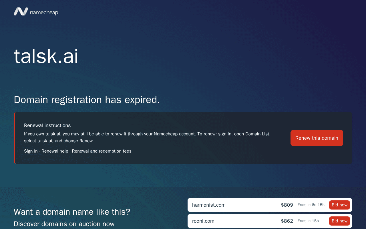 Screenshot of talsk.ai