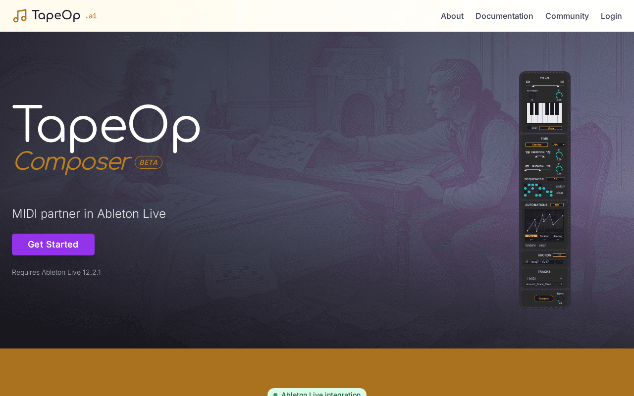 Screenshot of tapeop.ai