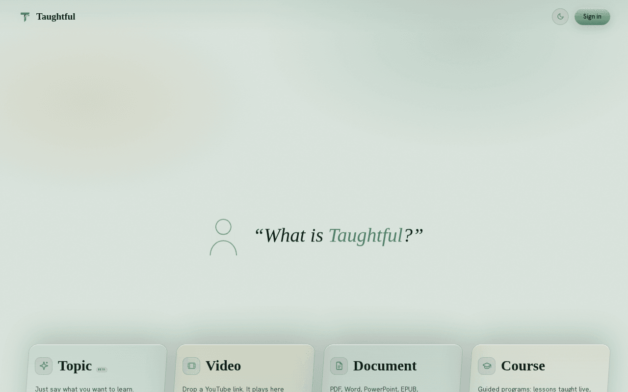 Screenshot of taughtful.ai