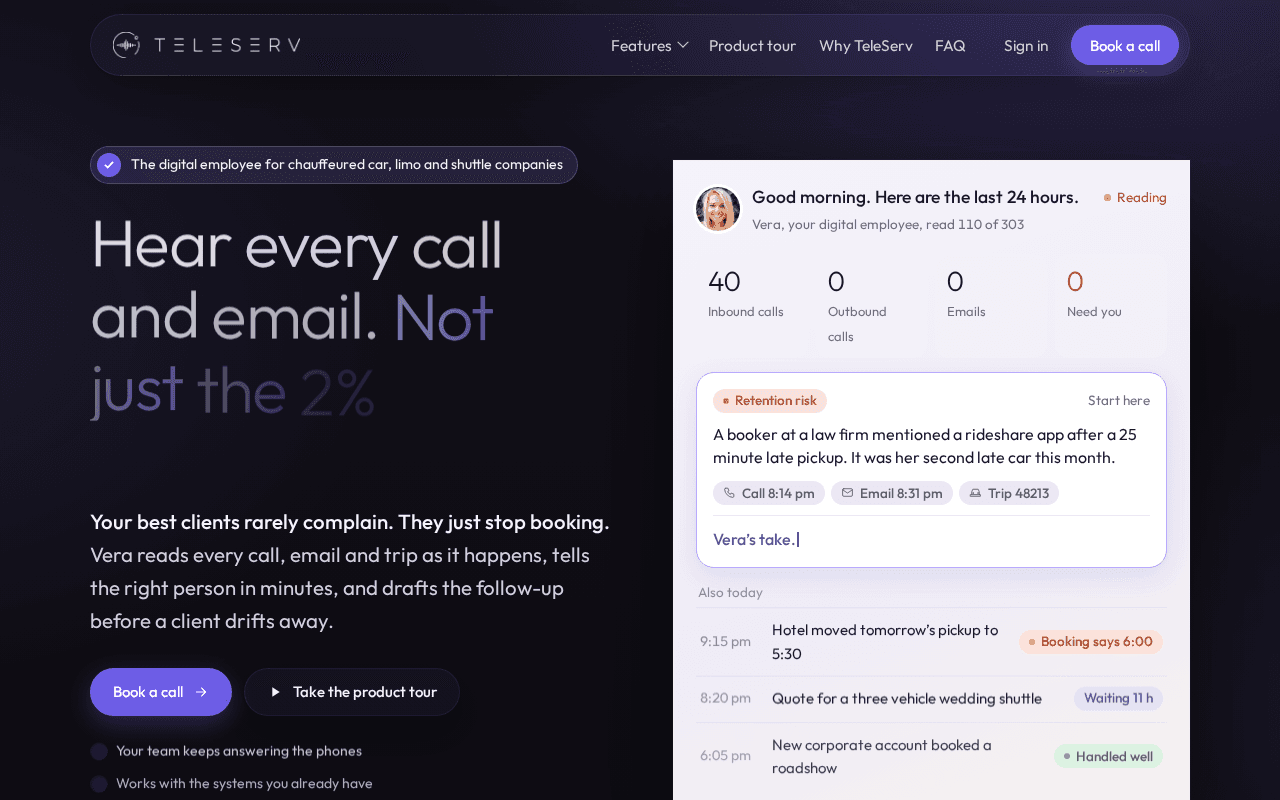 Screenshot of teleserv.ai