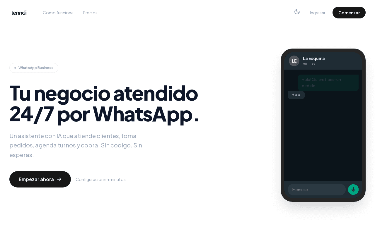 Screenshot of tenndi.ai