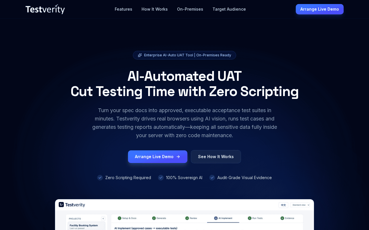 Screenshot of testverity.ai