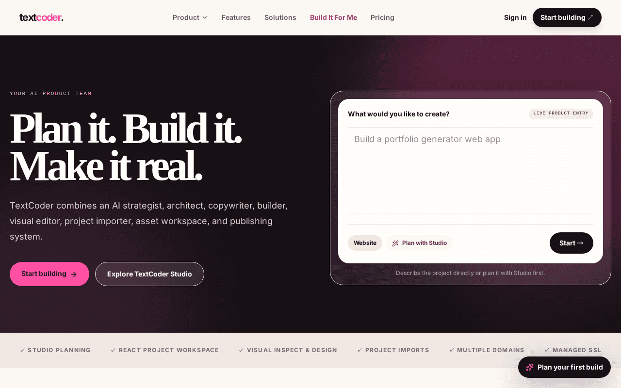 Screenshot of textcoder.ai