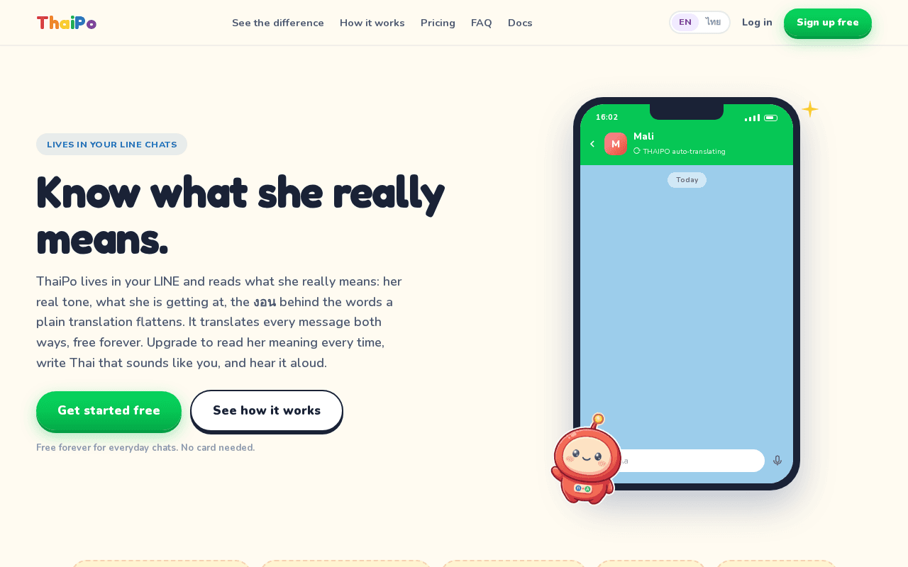 Screenshot of thaipo.ai