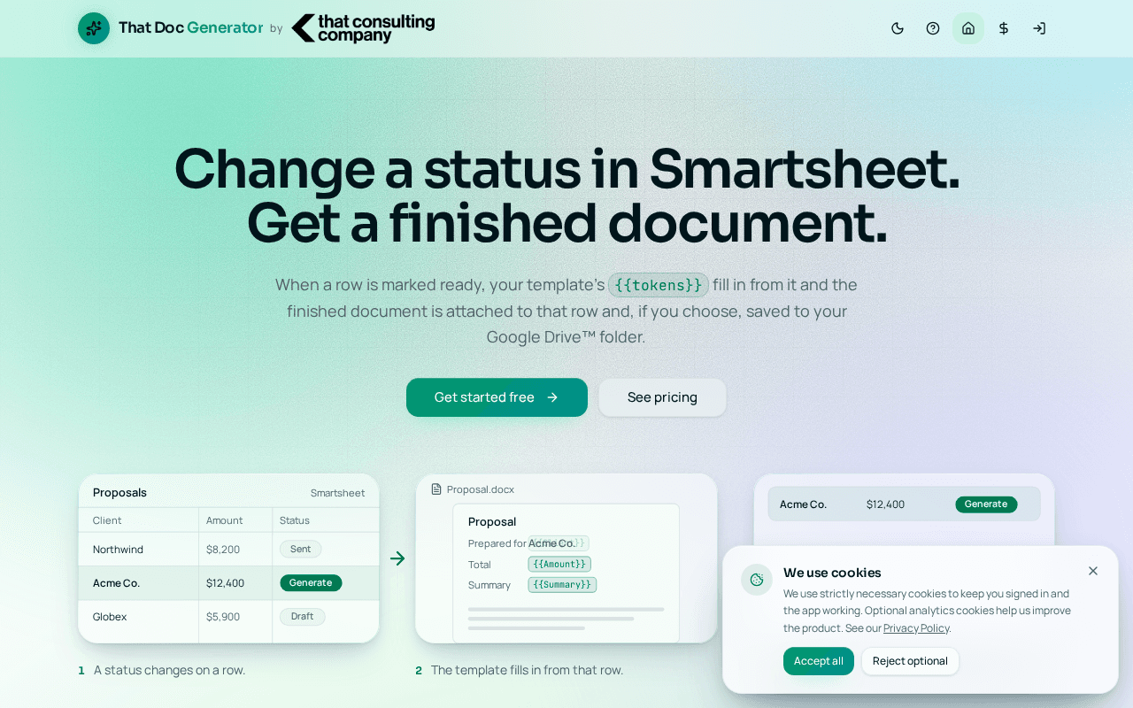 Screenshot of thatdocgen.ai