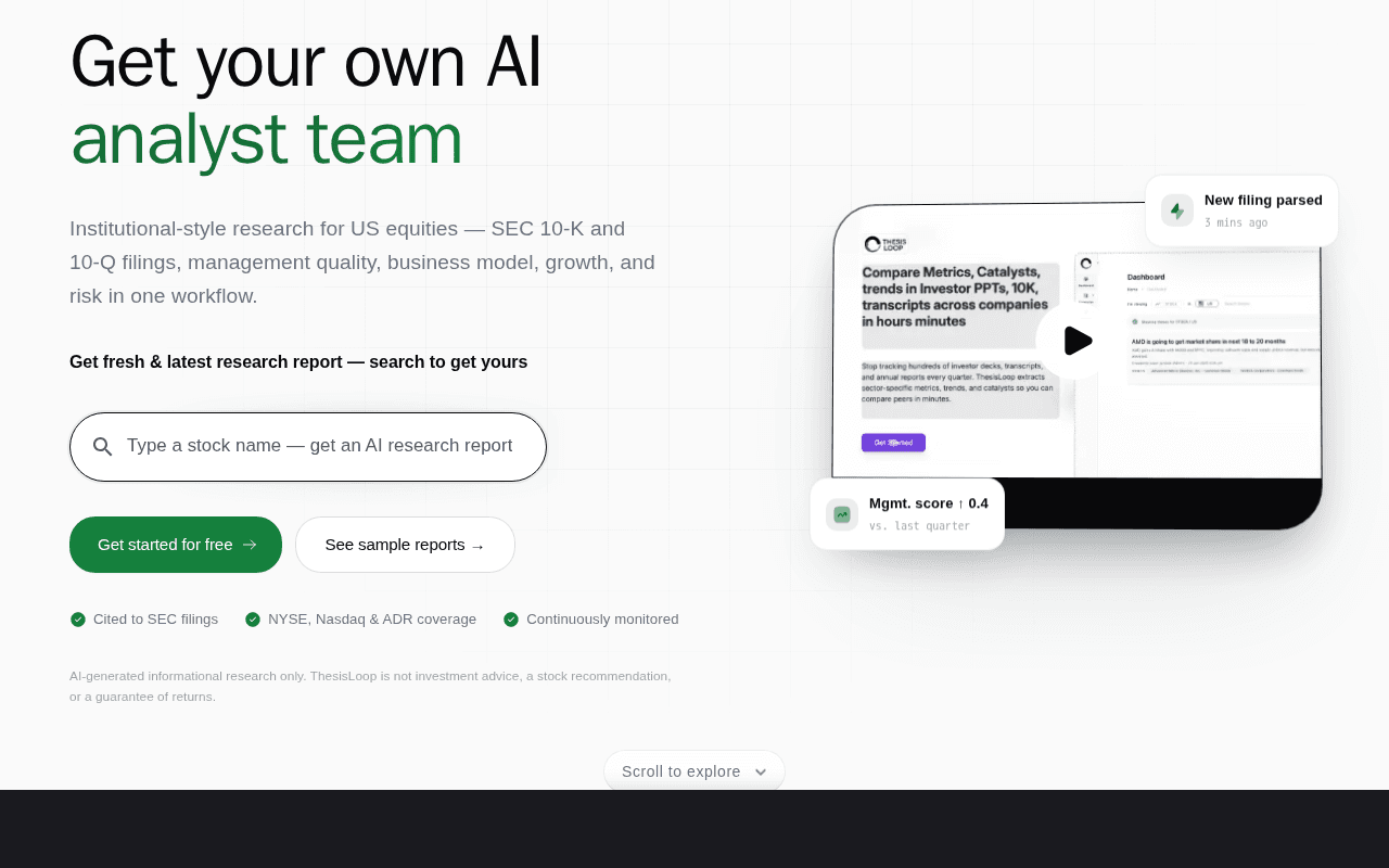Screenshot of thesisloop.ai