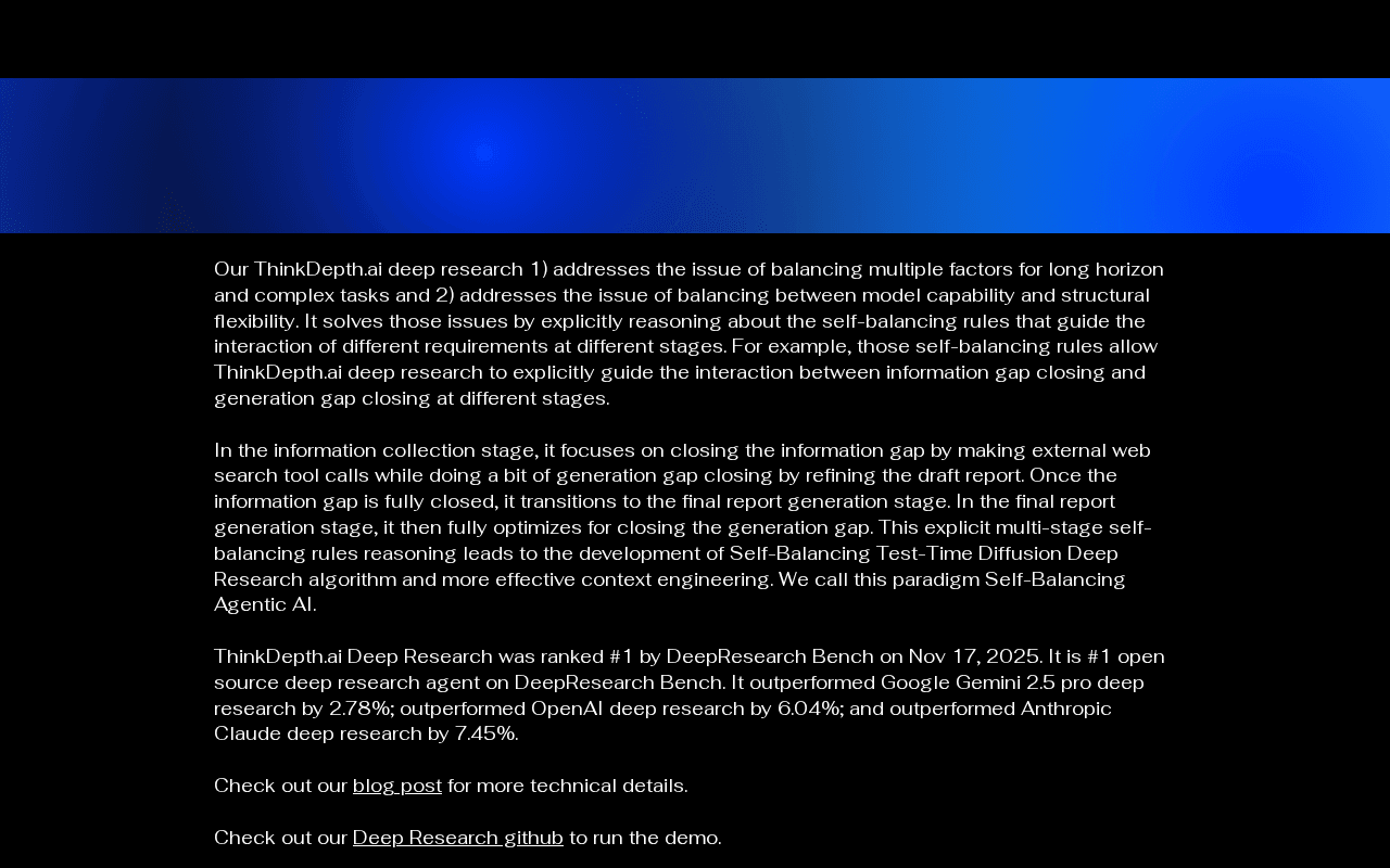 Screenshot of thinkdepth.ai