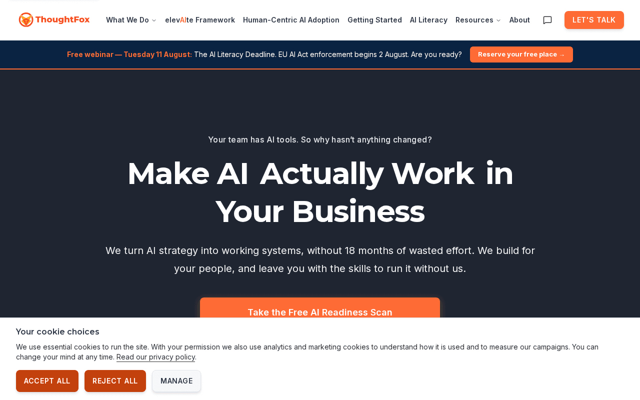 Screenshot of thoughtfox.ai