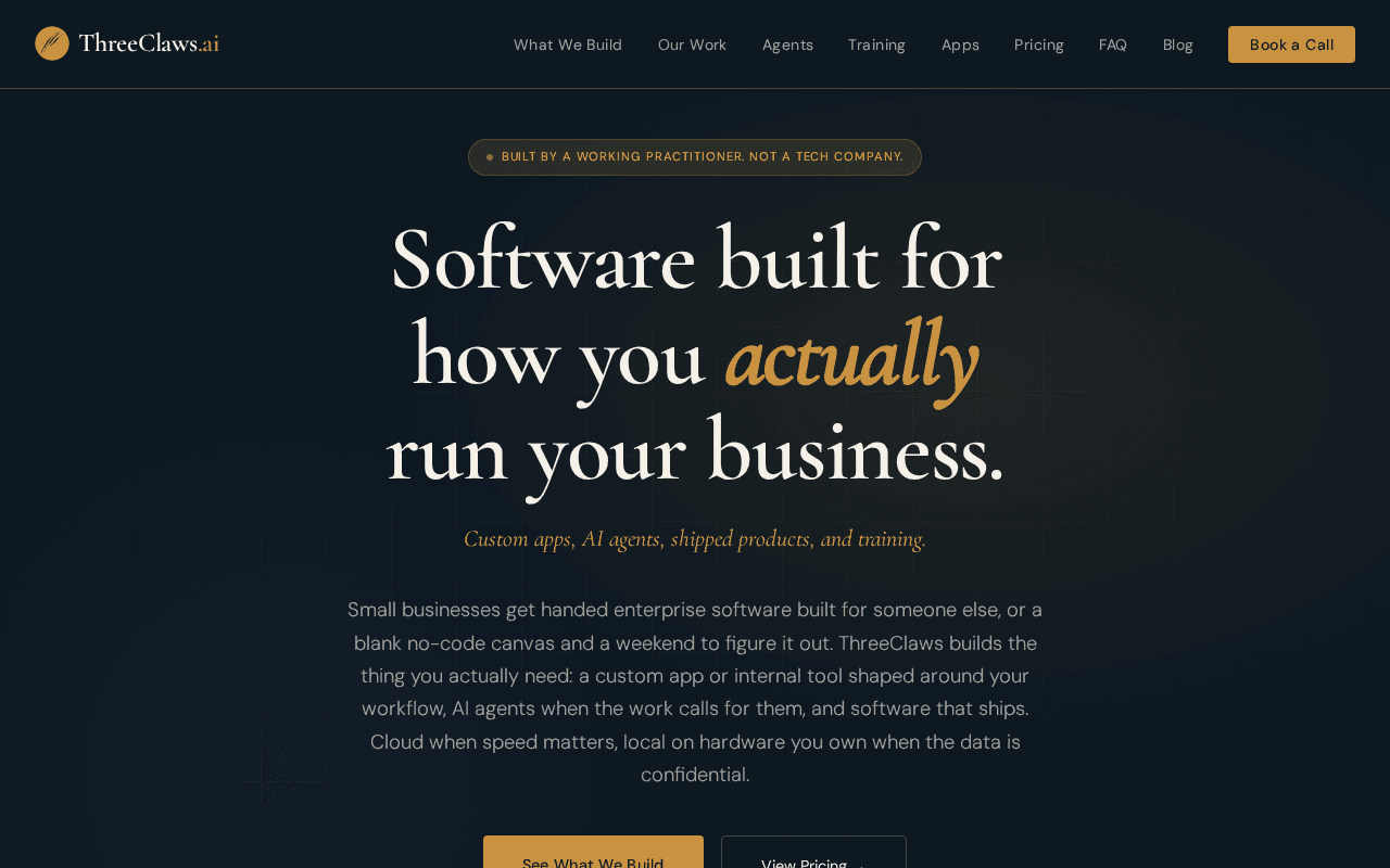 Screenshot of threeclaws.ai