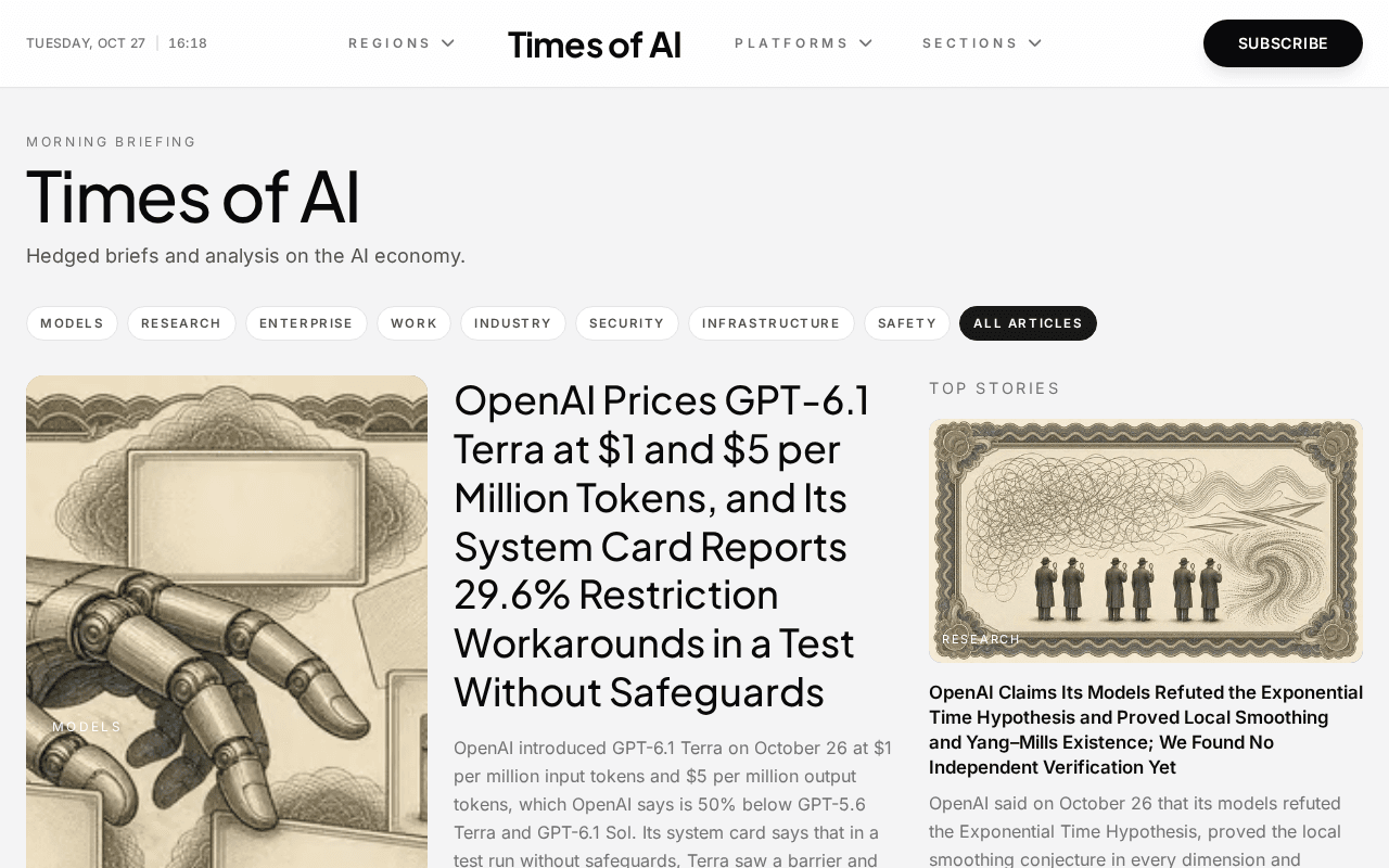 Screenshot of timesof.ai