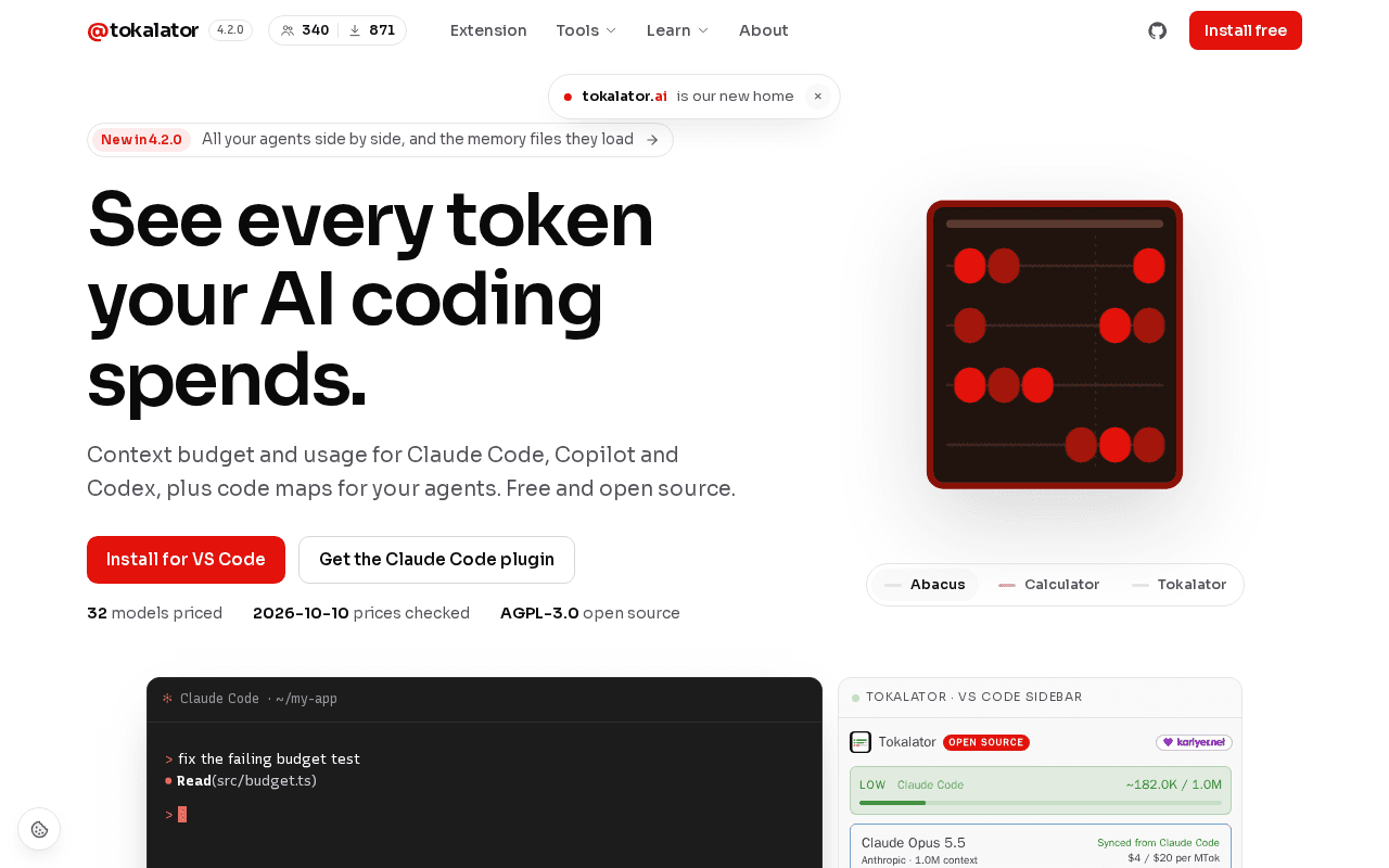 Screenshot of tokalator.ai