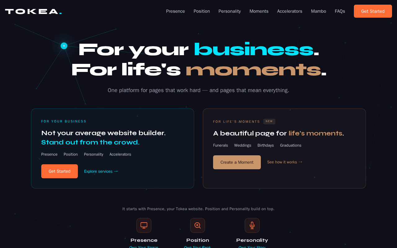 Screenshot of tokea.ai