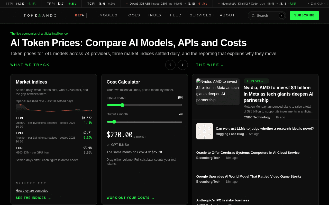 Screenshot of tokenando.ai