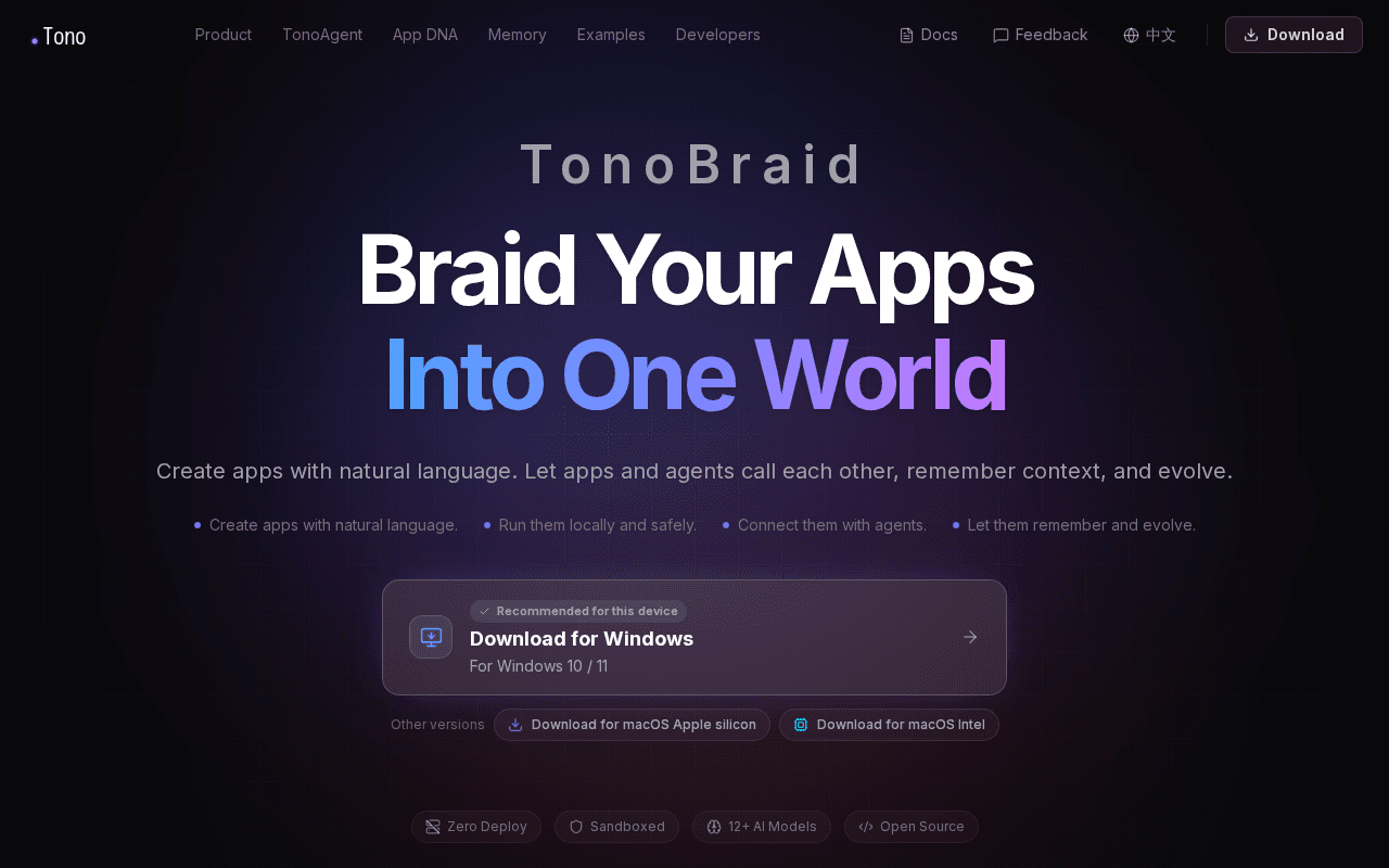 Screenshot of tonobraid.ai
