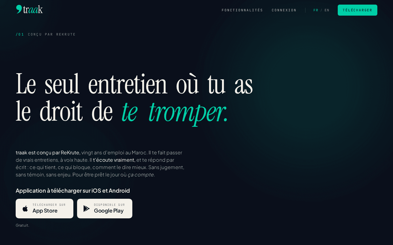 Screenshot of traak.ai