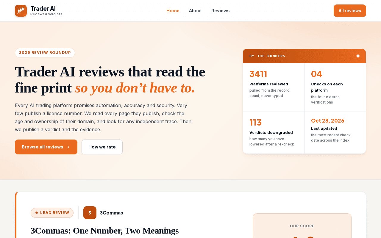 Screenshot of traderai.ai