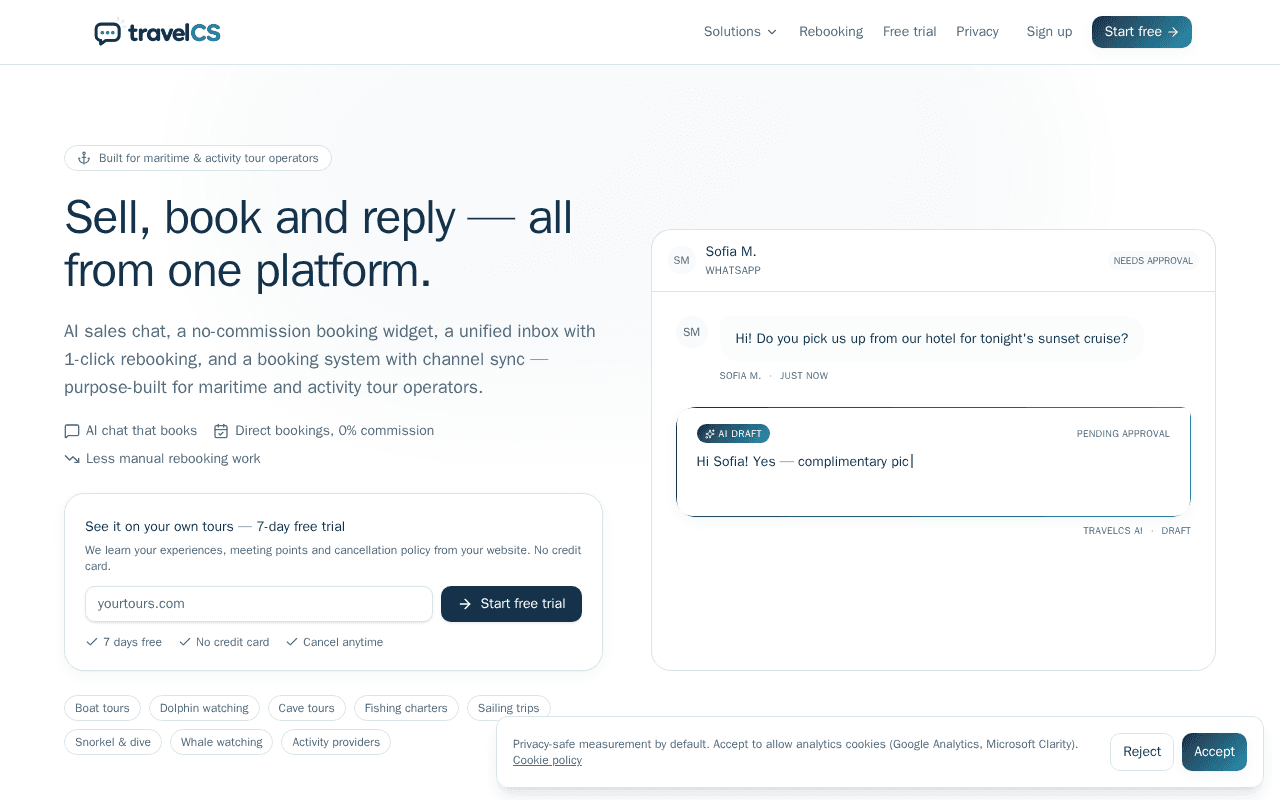 Screenshot of travelcs.ai