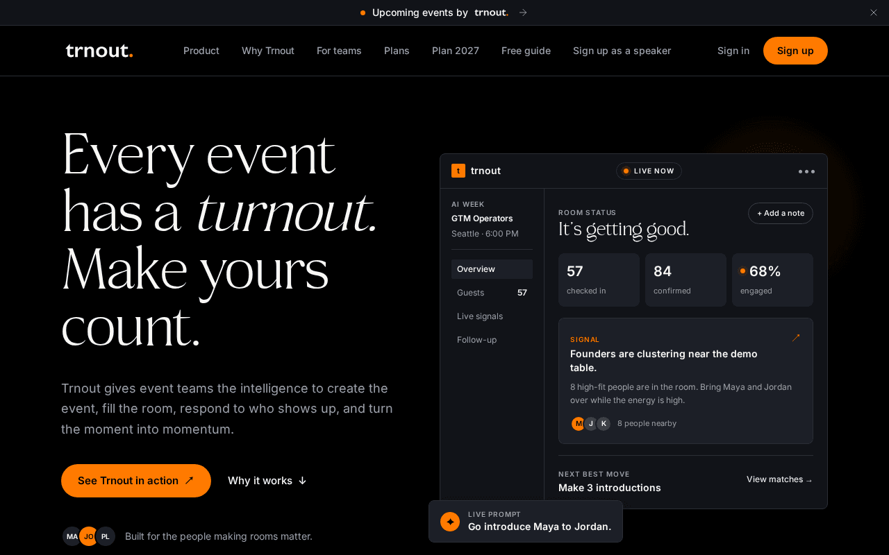 Screenshot of trnout.ai