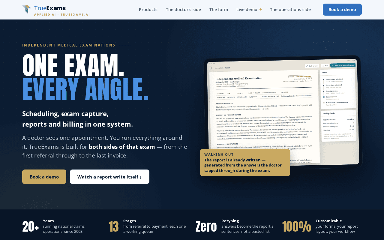 Screenshot of trueexams.ai