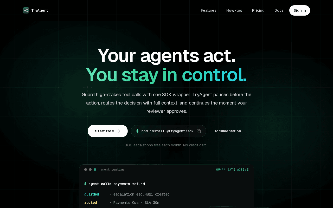 Screenshot of tryagent.ai
