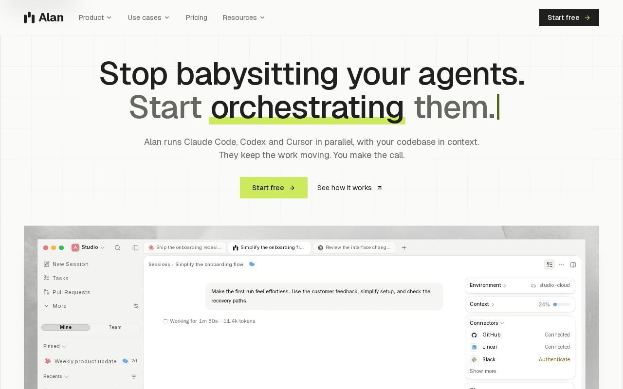 Screenshot of tryalan.ai