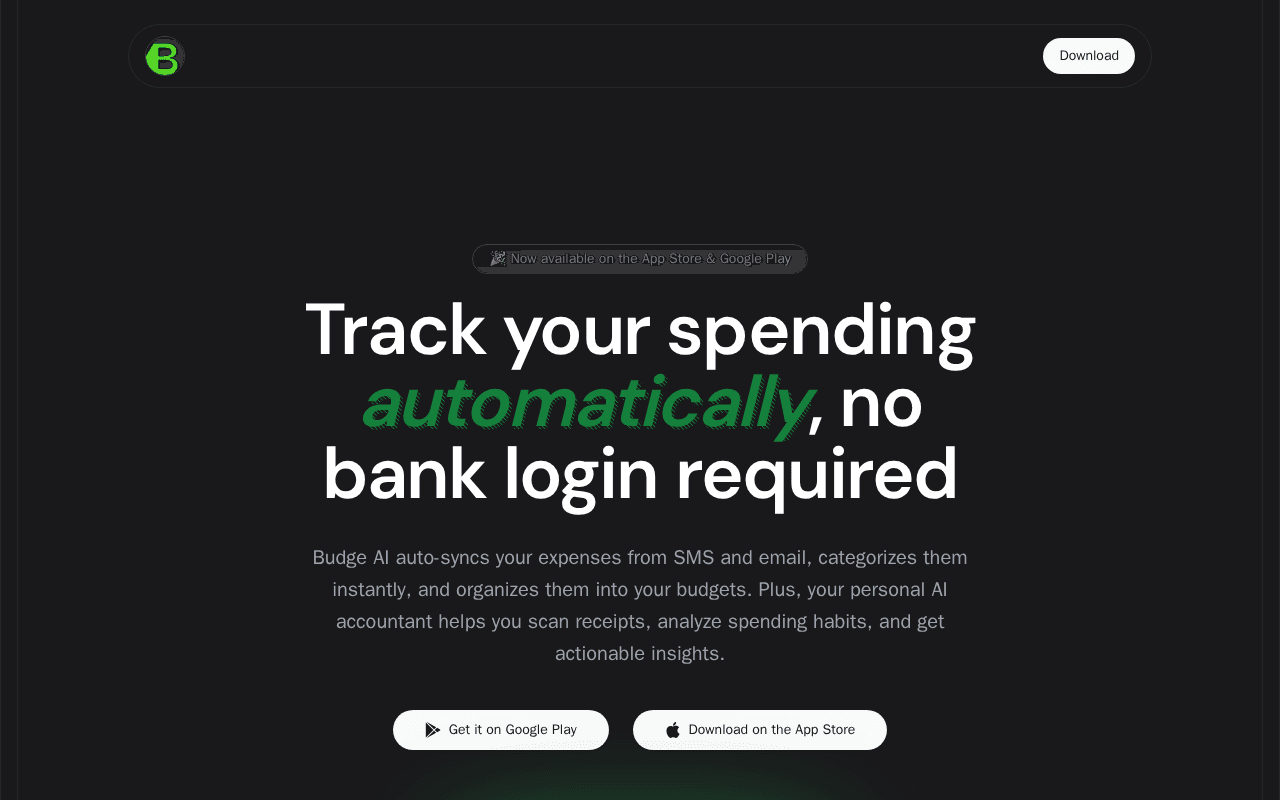 Screenshot of trybudge.ai