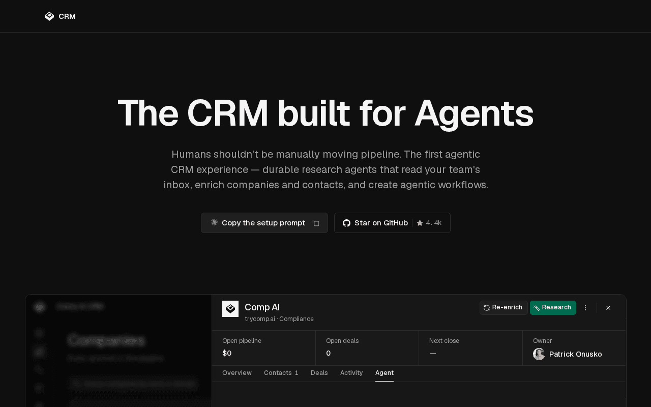 Screenshot of trycrm.ai