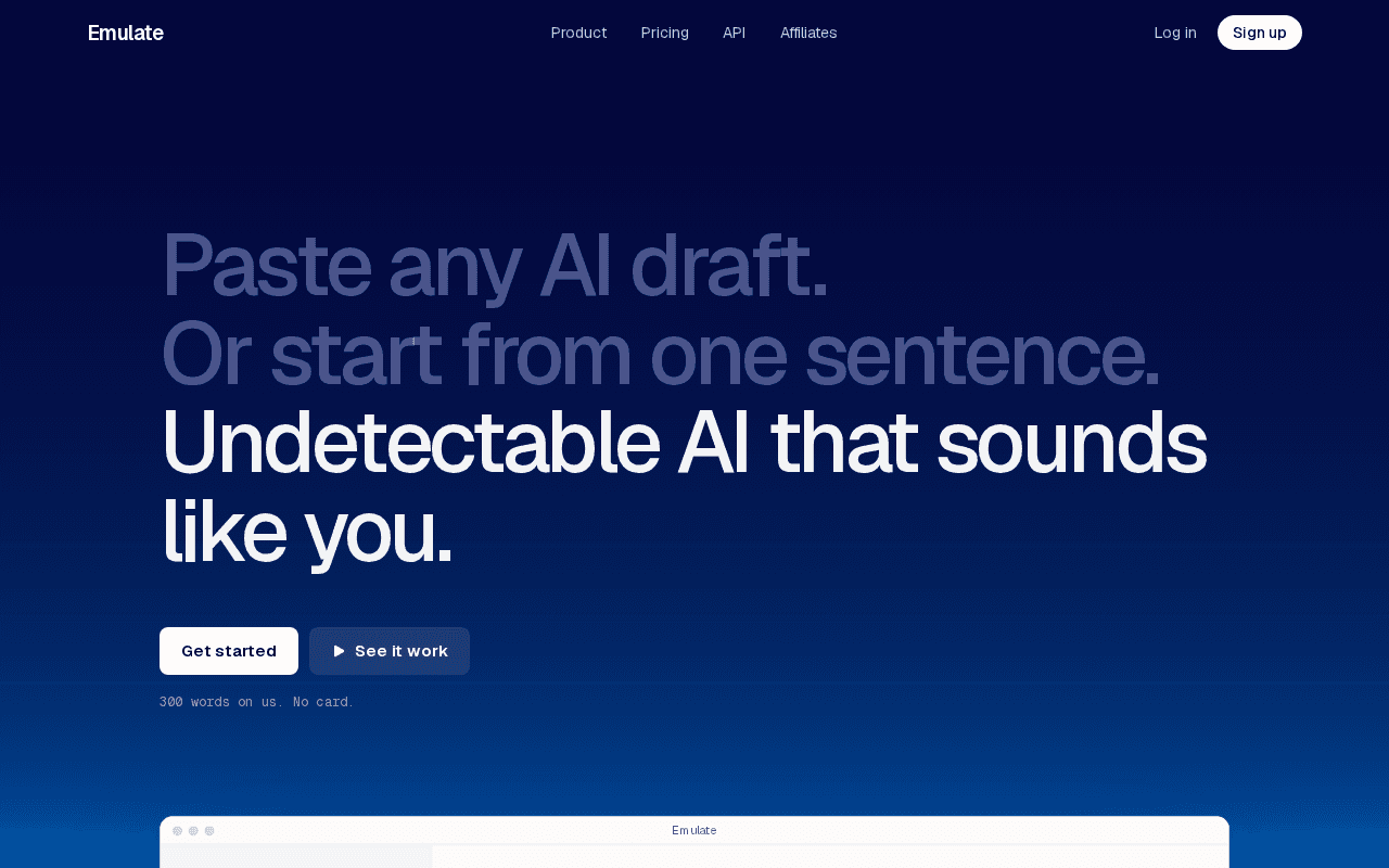 Screenshot of tryemulate.ai