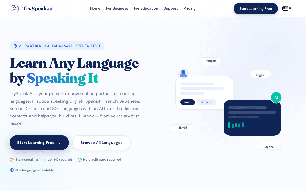 Screenshot of tryspeak.ai