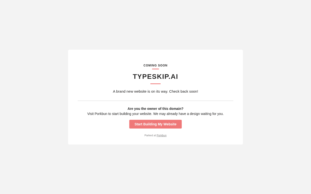 Screenshot of typeskip.ai