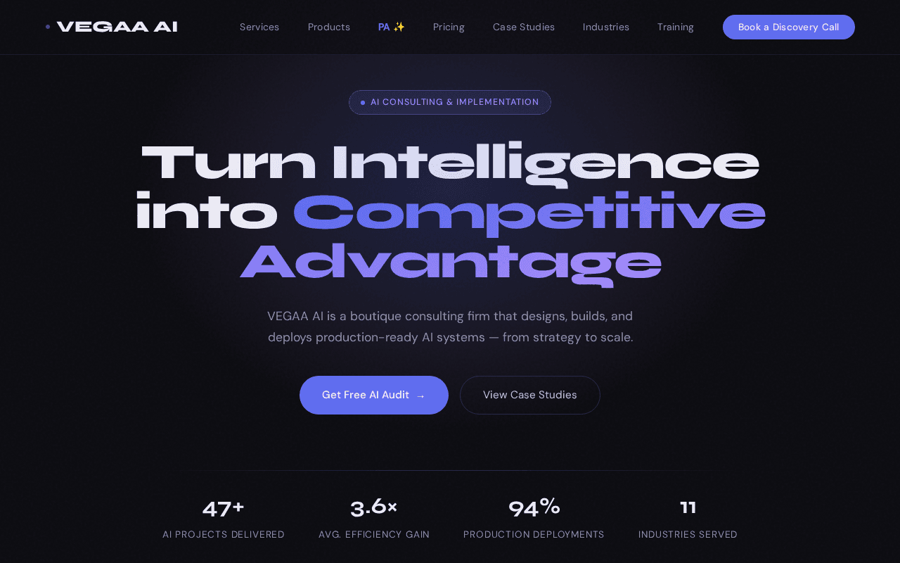 Screenshot of vegaa.ai