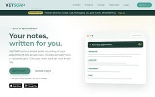 Screenshot of vetsoap.ai