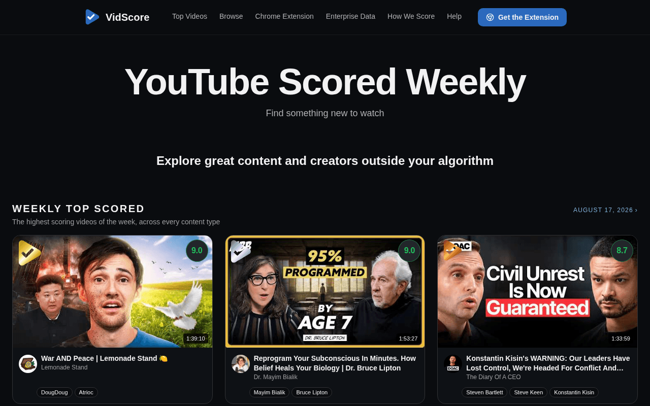 Screenshot of vidscore.ai