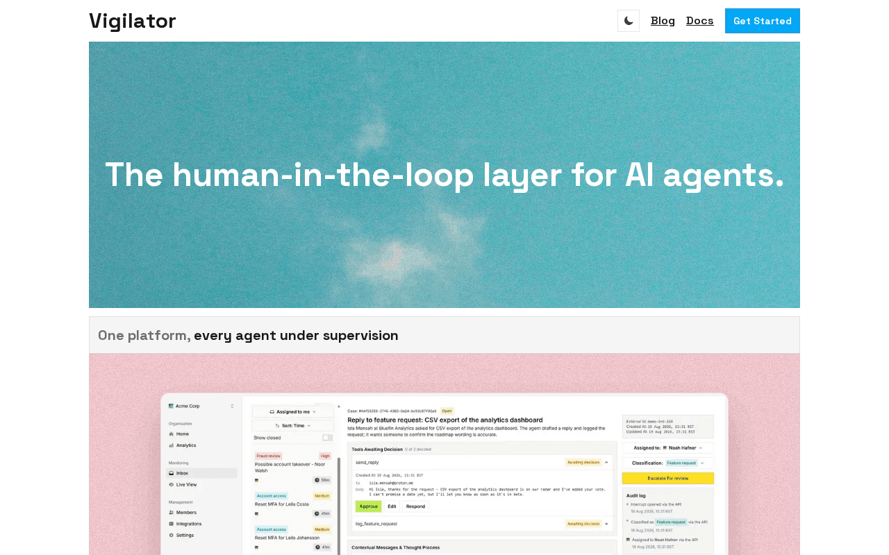 Screenshot of vigilator.ai