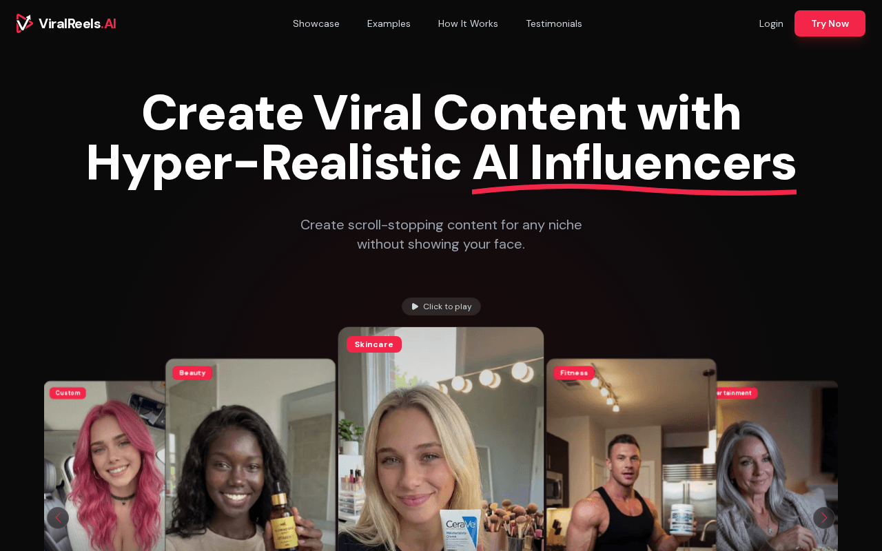 Screenshot of viralreels.ai